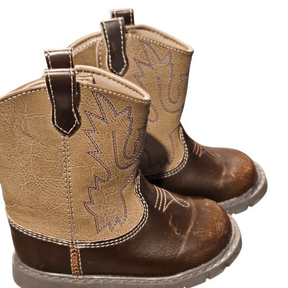 Baby Deer Miller Brown Round Toe Cowboy Boots Sz 5 - Picture 3 of 12